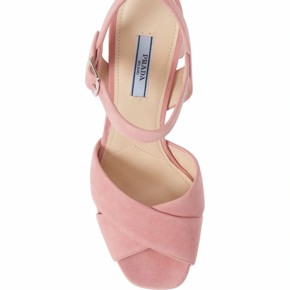 NIB $920 PRADA Suede Platform Sandal in Pink - size 5.5 US /  35.5 EU!